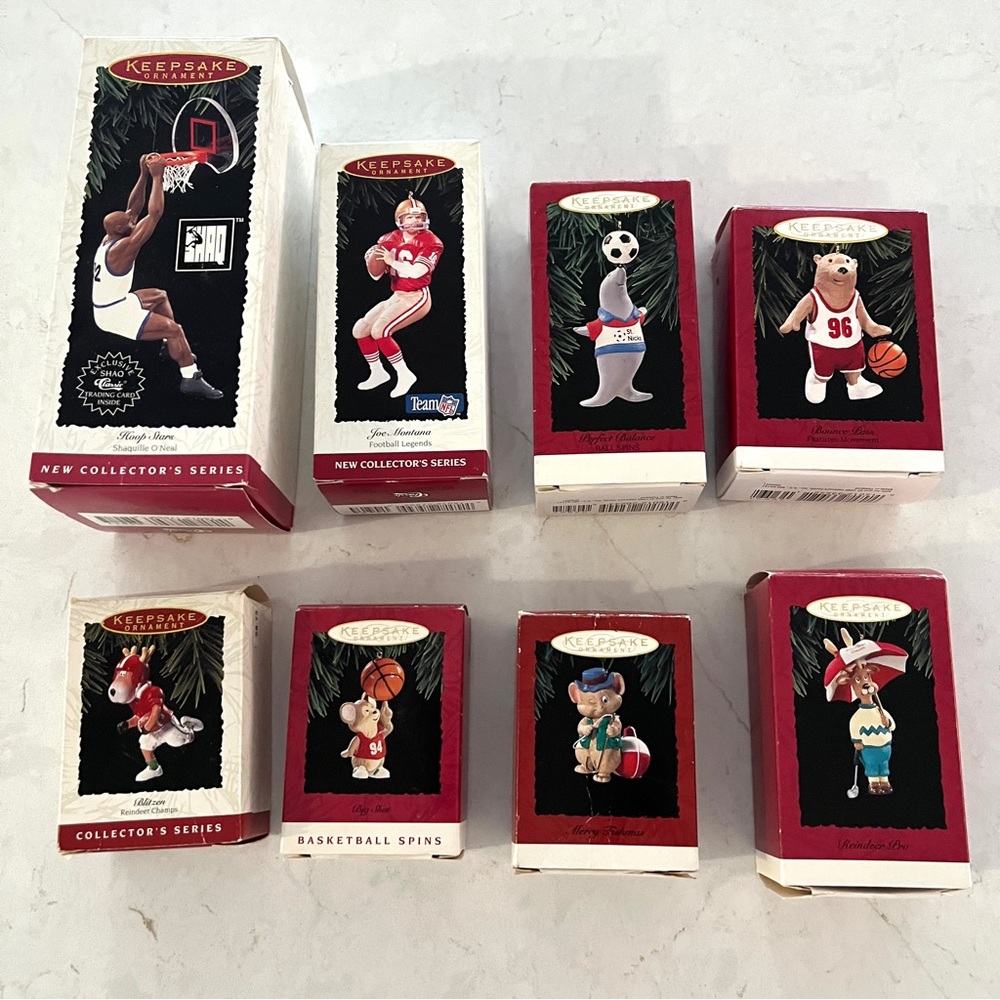 HALLMARK Christmas Ornaments Sports Collector’s Series Set of 8
